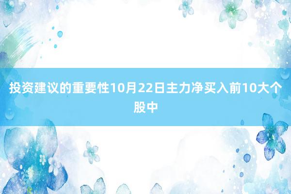 投资建议的重要性10月22日主力净买入前10大个股中