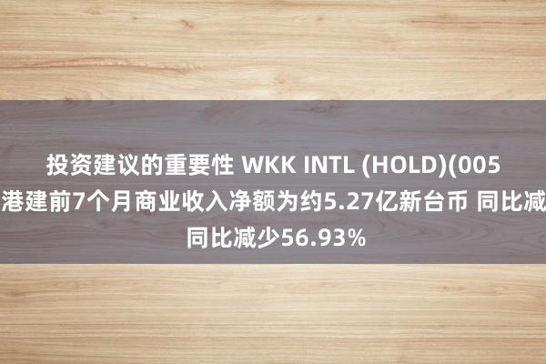 投资建议的重要性 WKK INTL (HOLD)(00532)：台湾港建前7个月商业收入净额为约5.27亿新台币 同比减少56.93%