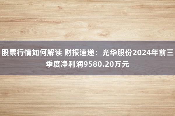 股票行情如何解读 财报速递：光华股份2024年前三季度净利润9580.20万元