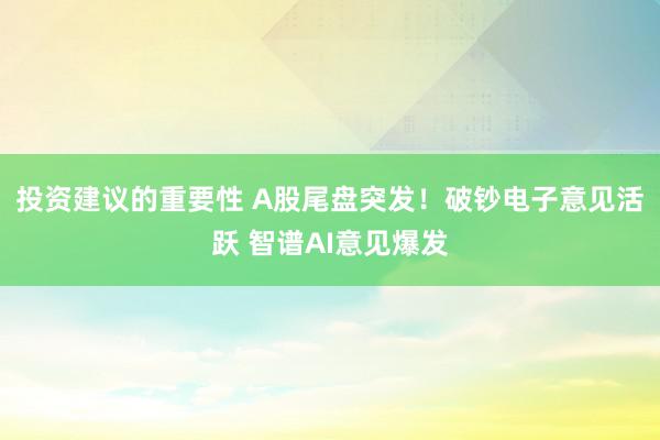 投资建议的重要性 A股尾盘突发！破钞电子意见活跃 智谱AI意见爆发