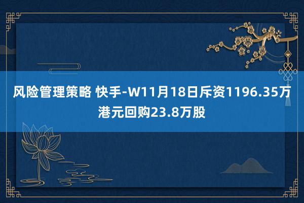 风险管理策略 快手-W11月18日斥资1196.35万港元回购23.8万股