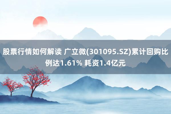 股票行情如何解读 广立微(301095.SZ)累计回购比例达1.61% 耗资1.4亿元