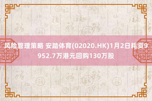 风险管理策略 安踏体育(02020.HK)1月2日耗资9952.7万港元回购130万股