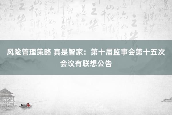 风险管理策略 真是智家：第十届监事会第十五次会议有联想公告