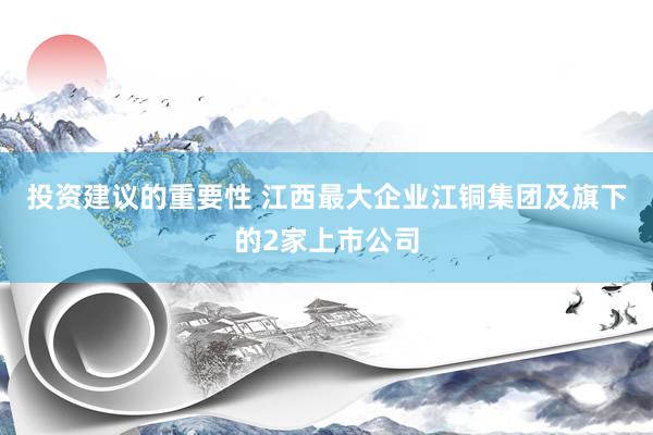 投资建议的重要性 江西最大企业江铜集团及旗下的2家上市公司