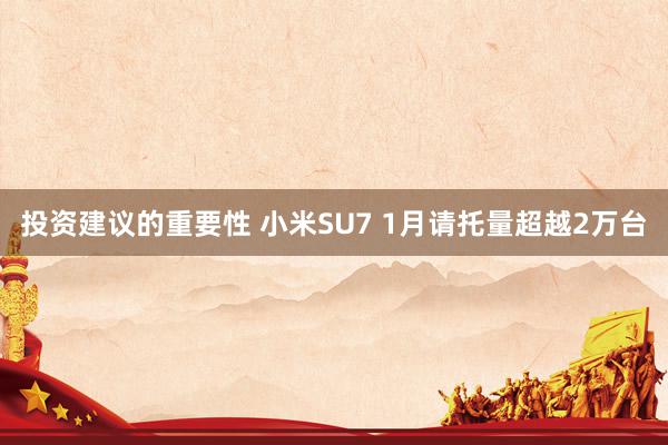 投资建议的重要性 小米SU7 1月请托量超越2万台