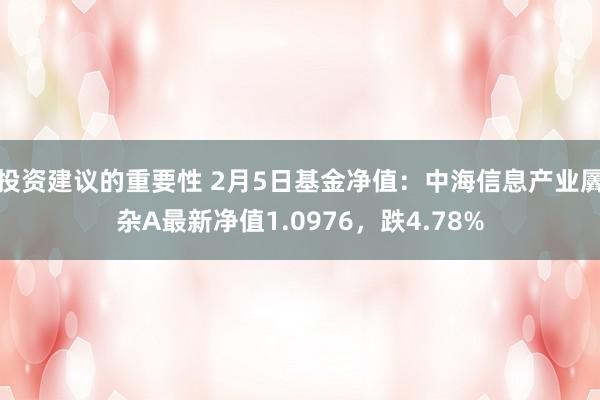 投资建议的重要性 2月5日基金净值：中海信息产业羼杂A最新净值1.0976，跌4.78%