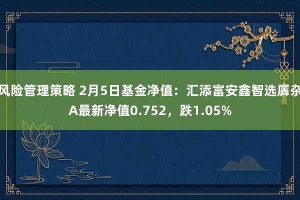 风险管理策略 2月5日基金净值：汇添富安鑫智选羼杂A最新净值0.752，跌1.05%