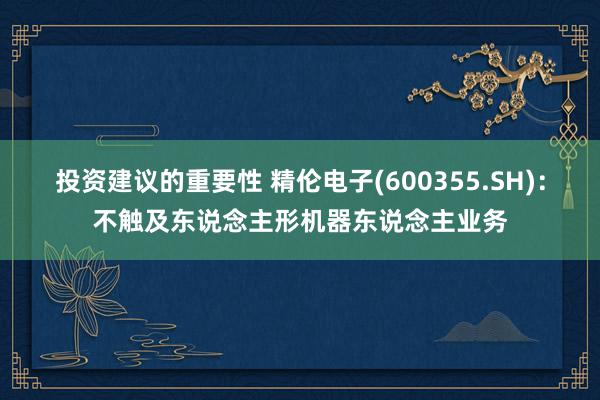 投资建议的重要性 精伦电子(600355.SH)：不触及东说念主形机器东说念主业务