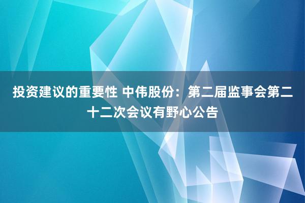 投资建议的重要性 中伟股份：第二届监事会第二十二次会议有野心公告