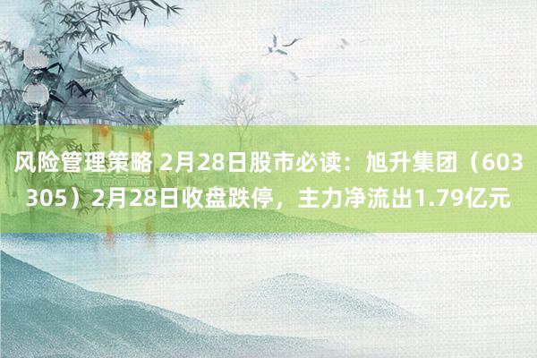 风险管理策略 2月28日股市必读：旭升集团（603305）2月28日收盘跌停，主力净流出1.79亿元