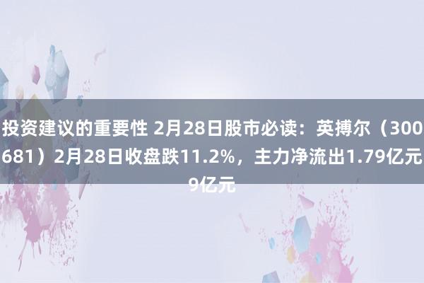 投资建议的重要性 2月28日股市必读：英搏尔（300681）2月28日收盘跌11.2%，主力净流出1.79亿元