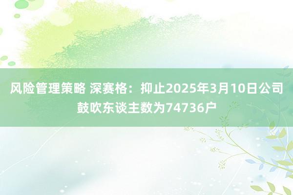 风险管理策略 深赛格：抑止2025年3月10日公司鼓吹东谈主数为74736户