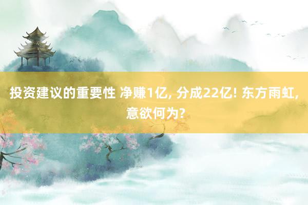 投资建议的重要性 净赚1亿, 分成22亿! 东方雨虹, 意欲何为?